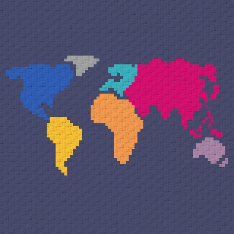 World Map Crochet Pattern C2C Digital Download PDF Counted for ...