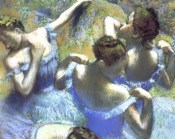 Vintage Cross Stitch Pattern Edgar Degas Blue Dancers 1897 Digital Download PDF