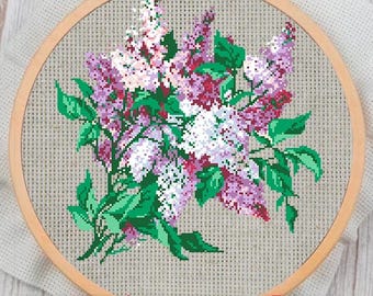 Flowers Counted Cross Stitch Pattern: Modern Floral Embroidery (PDF Pattern)