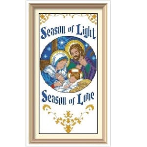 Season of Love Banner Cross Stitch Pattern Digital Download PDF Christmas Decoration