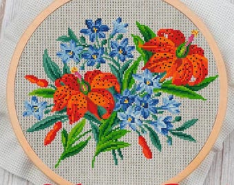 Kruissteekpatroon vintage bloemen: 19e-eeuwse sampler (pdf-patroon)