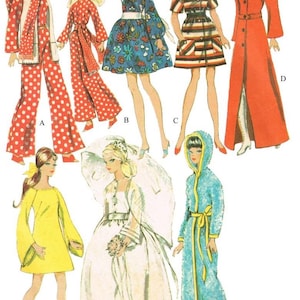 Vintage naaipatroon modepoppen 11-1/2&quot; garderobekleding voor poppen McCalls 2123 Digitale download pdf