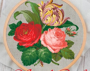 Vintage Flowers Cross Stitch Pattern: 19th Century Sampler (PDF Pattern)