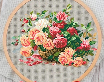 Flowers Counted Cross Stitch Pattern: Modern Floral Embroidery (PDF Pattern)