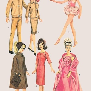 Vintage Sewing Pattern Fashion Dolls 11-1/2&quot; - 12&quot; Wardrobe Clothes for Dolls McCall 6901 Digital Download PDF