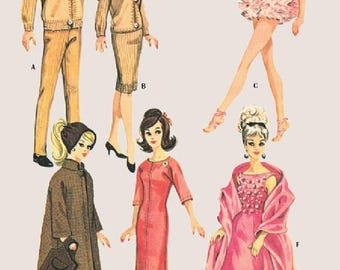 Patrón de costura para ropa de muñeca vintage: Armario de 29 a 30 cm - McCall 6901 (Patrón PDF)