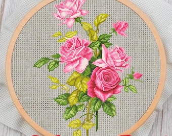 Flowers Counted Cross Stitch Pattern: Modern Floral Embroidery (PDF Pattern)