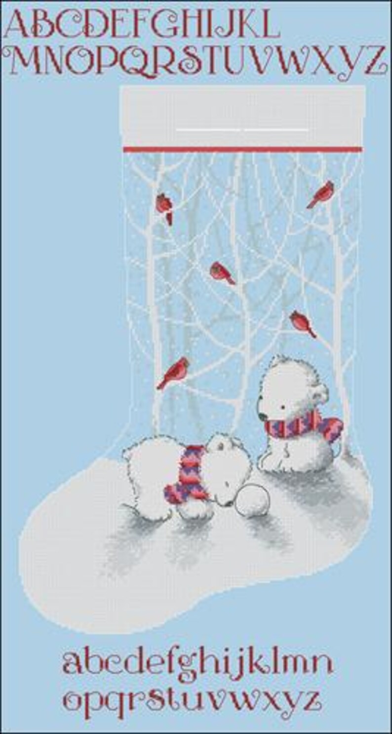 Christmas Stocking Cross Stitch Pattern Digital Download PDF Snow Bears ...