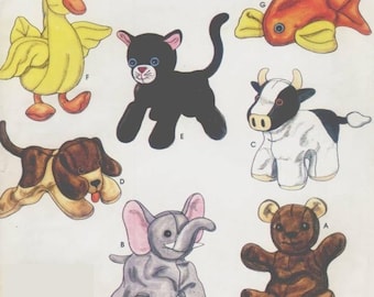 Vintage Sewing Pattern Bean Bag Animals 5" Simplicity 8521 Digital Download PDF English