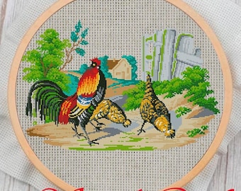 Vintage Cross Stitch Pattern PDF: 19th Century Sampler, Birds & Flowers