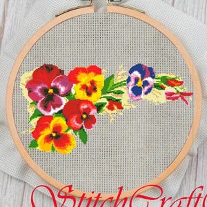 Flowers Counted Cross Stitch Pattern PDF - Modern Pattern - Embroidery Flowers