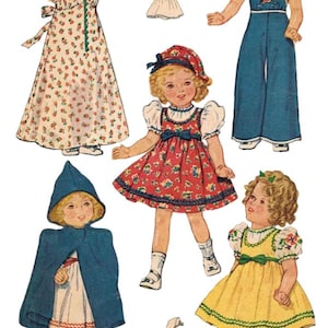 Vintage Schnittmuster Puppen 16" Kleiderschrank Kleidung für Puppen McCall 525 Digital Download PDF