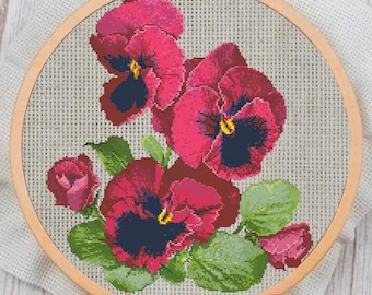 Geteld kruissteekpatroon bloemen: modern borduurwerk (pdf-patroon)