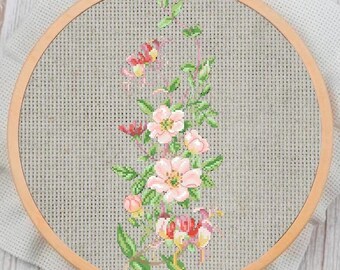 Floral Cross Stitch Pattern: Modern Flower Embroidery (PDF Pattern)