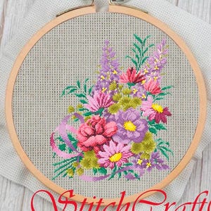Flowers Counted Cross Stitch Pattern PDF - Modern Pattern - Embroidery Flowers