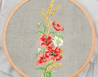 Flowers Counted Cross Stitch Pattern: Modern Floral Embroidery (PDF Pattern)