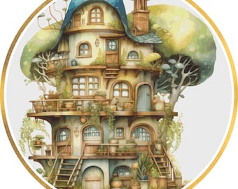 Cross Stitch Pattern Cottage Digital Download PDF