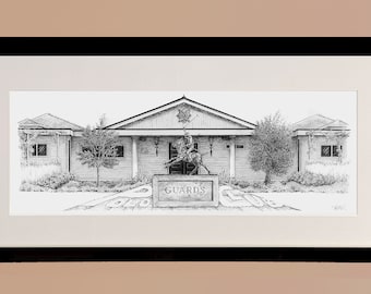 Windsor Guards Polo Club - Art print B+W, A3 - unmounted