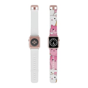 Kitty Cute Cat Watch Band for Apple Watch Compatible with Apple Watch Series 1, 2, 3, 4, 5, 6, 7, 8, SE and Ultra