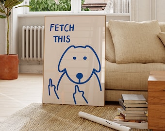 Funny Dog Art Print, Vulgar Y2K Room Decor (Digital Download)