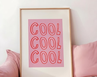 Cool Art Print, Quirky Wall Art, Trendy Printable Art, Cool Typography Print, Maximalist Prints, Dopamine Wall Art, Pink & Red Wall Art