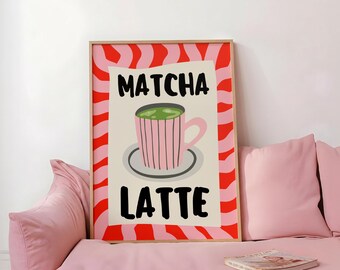 Matcha Latte Art Print, Coffee Bar Decor, Matcha Wall Art, Matcha Lover, Aesthetic Home Decor (Digital Download)