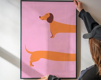 Dachshund Art Print, Funny Dog Wall Art, Wiener Dog Decor (Digital Download)