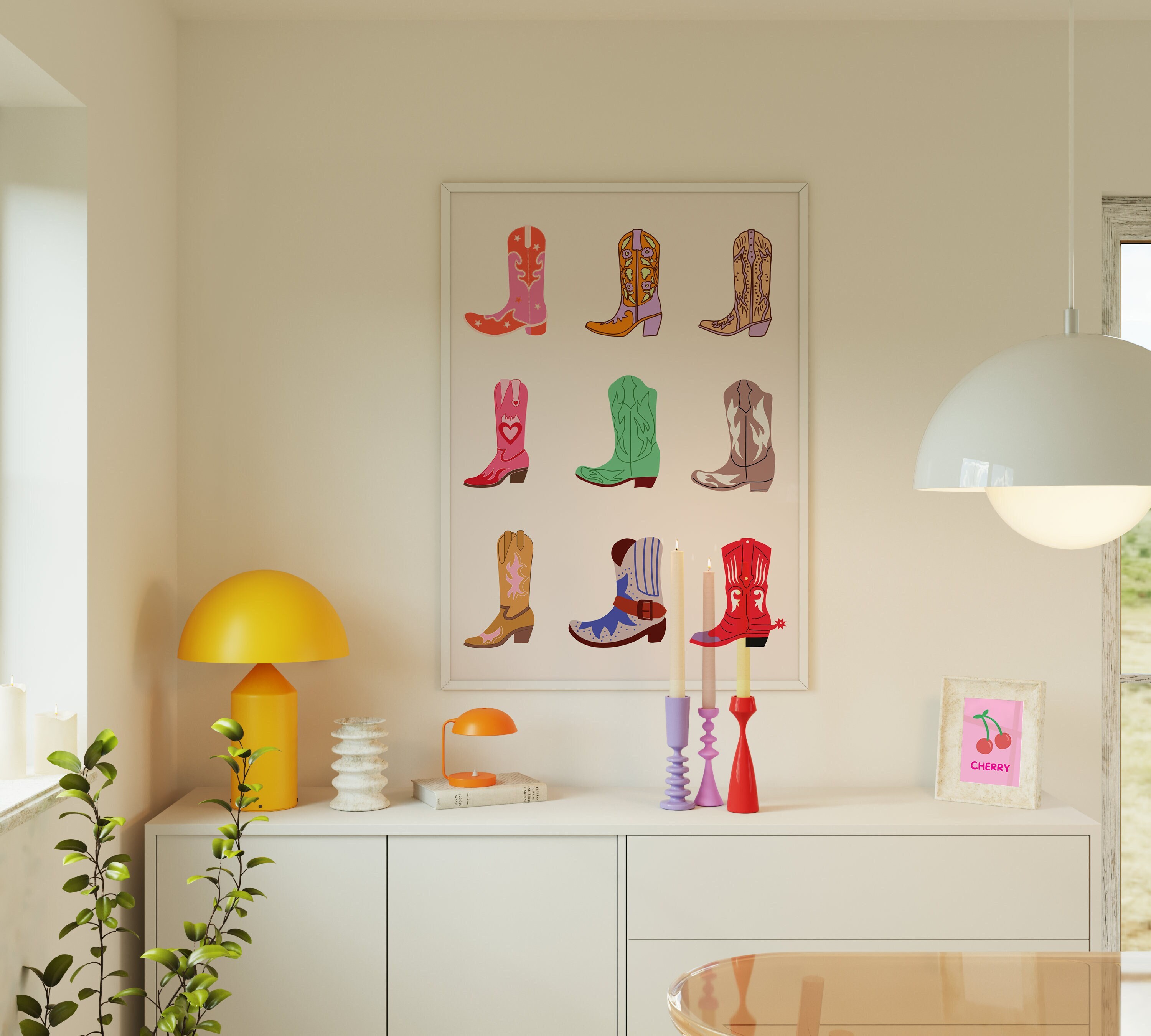 Preppy Cowgirl Dorm Room Wall Art Decor, Cowgirl Boots Art Print, Cowgirl Boots Poster, Western ...