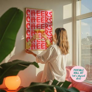 Proost Art Print, cocktailmuurkunst, trendy kunstprints, happy hour-print, decor barwagen, kunst aan de muur sterke drank, cocktailbarwagen, dopaminekunst