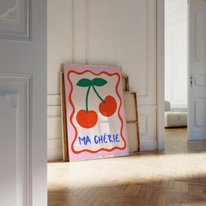 Ma Cherie Art Print, Cherry Wall Art, Ma Cherie Poster, Dopamine Wall Art, Danish Room Decor, Coquette Wall Art, Trendy Wall Art, Fun Decor image 12
