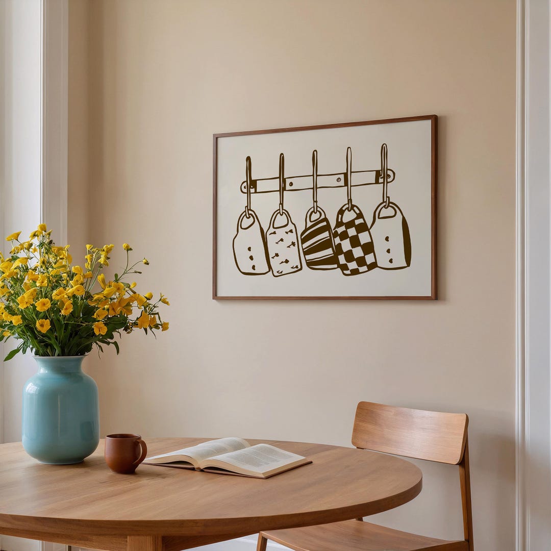 kitchen art personalized prints - utensils, cups,... Tea Cup Art Print, Kitchen Coffee Mug Poster, Kitchen Utensils Print ...
