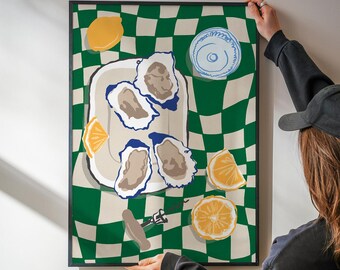 Oysters Kitchen Art Print, Seafood Wall Decor (Digital Download)