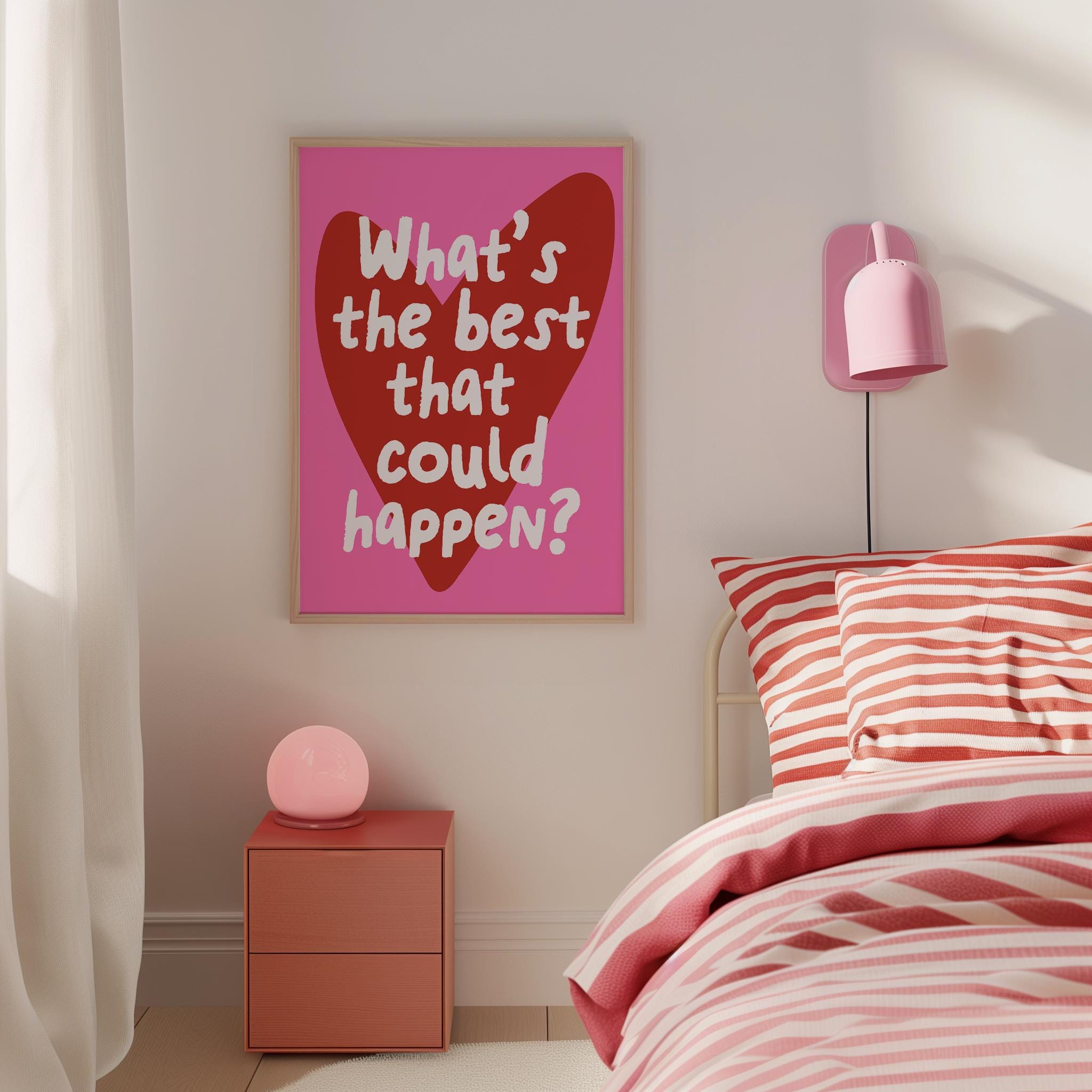 Uplifting Quote Art Print, Pink Preppy Wall Decor, What's the Best That ...