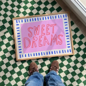 Sweet Dreams Art Print, Trendy Bedroom Decor, Above Bed Poster, Colorful Bedroom Decor (Digital Download)