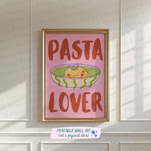 Pasta Lover Art Print, Spaghetti Print, Pasta Club Print, Pasta Lover Gift, Trendy Wall Art, Art Print Download, Pasta Wall Art,Foodie Print