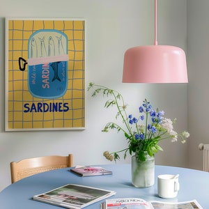 Sardines Art Print, Colorful Seafood Kitchen Wall Art (Digital Download) image 5
