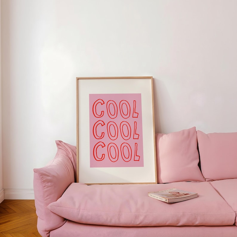 Cool Art Print, Quirky Wall Art, Trendy Printable Art, Cool Typography Print, Maximalist Prints, Dopamine Wall Art, Pink & Red Wall Art image 1