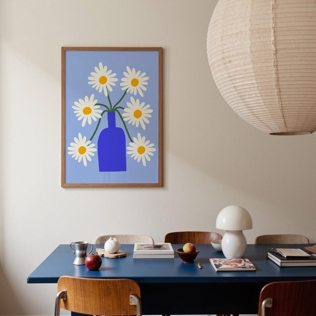 Daisy Flower Vase Art Print, Modern Floral Wall Decor (digital Download ...