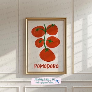 Pomodoro Art Print, Trendy Wall Art, Tomato Wall Art, Italian Food Art, Dinner Table Print, Hand Drawn Food Art Print, Cute Kitchen Decor