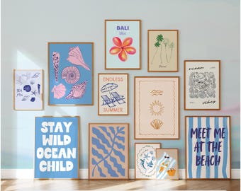 Coastal Gallery Wall Art Prints, Beach House Decor (Digital Download)