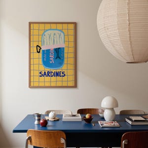 Sardines Art Print, Colorful Seafood Kitchen Wall Art (Digital Download) image 3