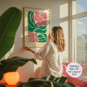 Stampa artistica botanica floreale, stampa botanica di fiori astratti luminosi, arte murale floreale astratta, stampa floreale retrò, poster di fiori boho