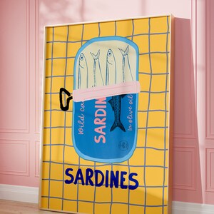 Sardines Art Print, Colorful Seafood Kitchen Wall Art (Digital Download) image 7