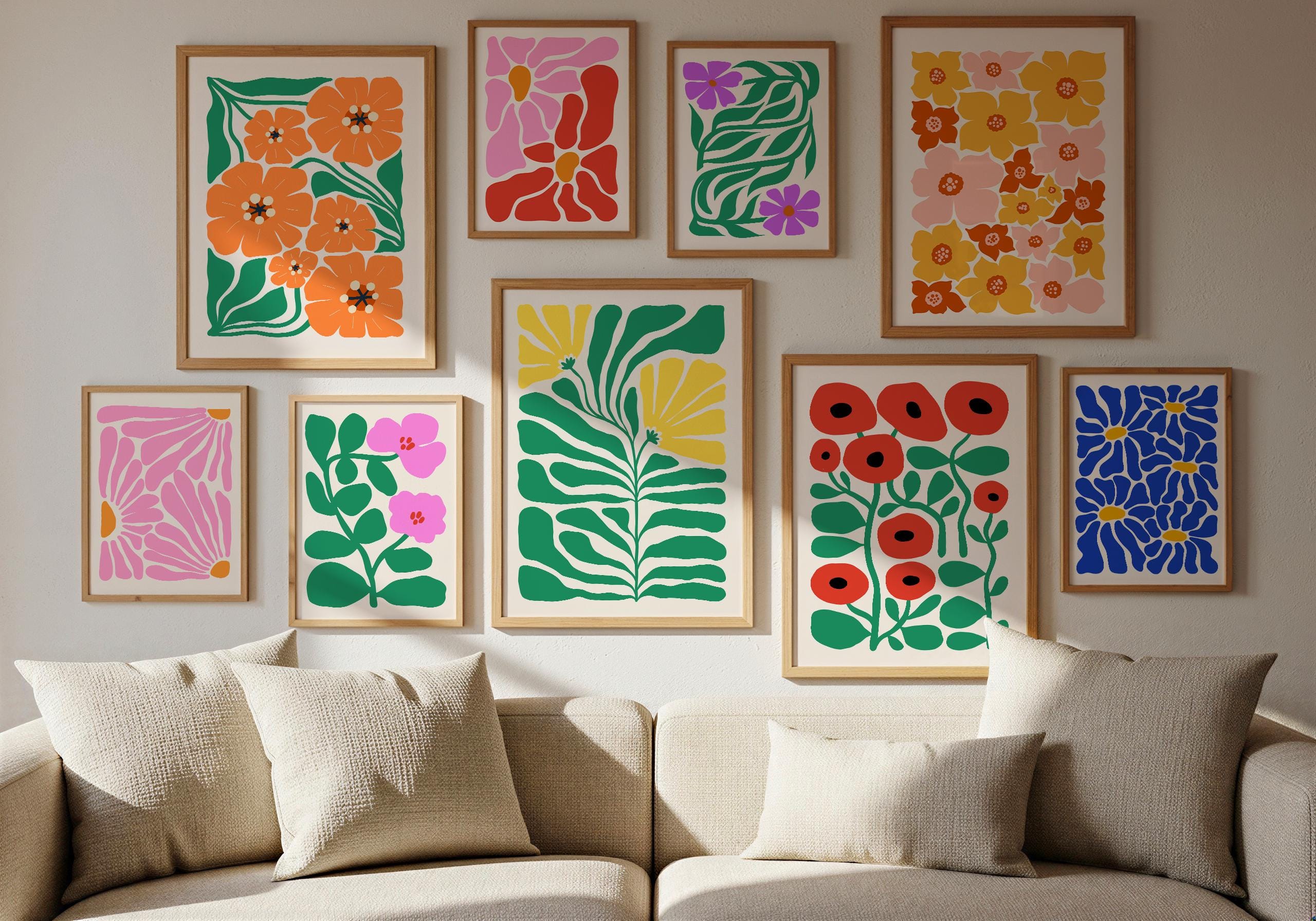Set of 9 Abstract - Etsy