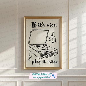 If It‘s Nice Play It Twice Art Print, Retro Vinyl Poster, Retro Record Print , Funky Music Wall Art, Record Player Art Print,Turntable Print