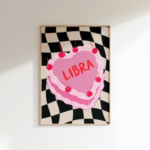 Libra Cake Art Print, Libra Poster, Libra Printable Art, Zodiac Libra Cake Print, Libra Wall Art , Heart Cake Print, Libra Cake Print