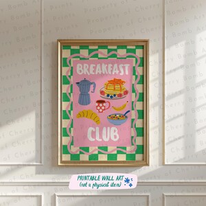 Breakfast Club Art Print, Coffee Wall Art, Croissant Wall Art, Coffee And Pastries Print, Breakfast Wall Art, Trendy Wall Art, Girly Decor