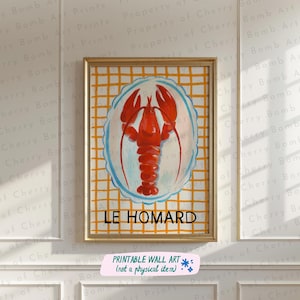 Le Homard Art Print, Lobster Art Print, Lobster Wall Art, Kitchen Art Seafood, Seafood Wall Art, Kitchen Wall Art, Trendy Wall Art