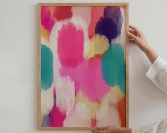 Colorful Abstract Art Print, Modern Wall Art, Minimalist Mid-Century Color Field Poster   (Digital Download)