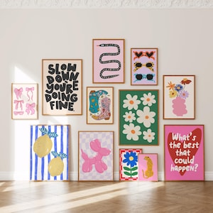 Fun Gallery Wall Art Set, 12 Art Prints, Eclectic Poster Set, Dopamine Maximalist Wall Art, Teen Girl Room Decor, Whimsy (Digital Download)